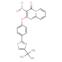 Chemical structure of 2-[4-(4-tert-butyl-1,3-thiazol-2-yl)phenoxy]-3-nitro-4H-pyrido[1,2-a]pyrimidin-4-one - CSSB00026583496