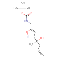Chemical structure of tert-butyl N-{[3-(2-hydroxypent-4-en-2-yl)-1,2-oxazol-5-yl]methyl}carbamate - CSSB14873572835