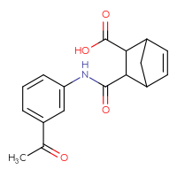 Chemical structure of 3-[(3-acetylphenyl)carbamoyl]bicyclo[2.2.1]hept-5-ene-2-carboxylic acid - CSSB00046162216