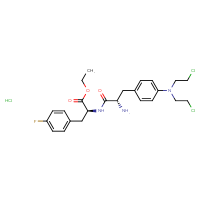 Chemical structure of ethyl (2S)-2-[(2S)-2-amino-3-{4-[bis(2-chloroethyl)amino]phenyl}propanamido]-3-(4-fluorophenyl)propanoate hydrochloride - CSSB03437846861