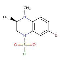 Chemical structure of (3R)-7-bromo-3,4-dimethyl-1,2,3,4-tetrahydroquinoxaline-1-sulfonyl chloride - CSSB21224773461
