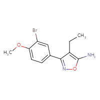 Chemical structure of 3-(3-bromo-4-methoxyphenyl)-4-ethyl-1,2-oxazol-5-amine - CSSB00007844939