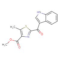 Chemical structure of methyl 2-(1H-indole-3-carbonyl)-5-methyl-1,3-thiazole-4-carboxylate - CSSB21176551844