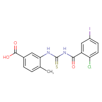 Chemical structure of 3-({[(2-chloro-5-iodophenyl)formamido]methanethioyl}amino)-4-methylbenzoic acid - CSSB00102605647