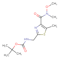 Chemical structure of tert-butyl N-({4-[methoxy(methyl)carbamoyl]-5-methyl-1,3-thiazol-2-yl}methyl)carbamate - CSSB02069840954