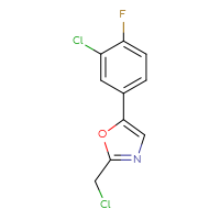 Chemical structure of 5-(3-chloro-4-fluorophenyl)-2-(chloromethyl)-1,3-oxazole - CSSB00011262408