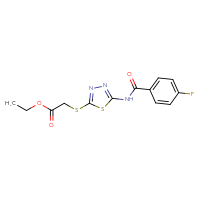 Chemical structure of ethyl 2-{[5-(4-fluorobenzamido)-1,3,4-thiadiazol-2-yl]sulfanyl}acetate - CSSB00025736419