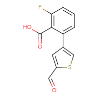 Chemical structure of 2-fluoro-6-(5-formylthiophen-3-yl)benzoic acid - CSSB00150708130