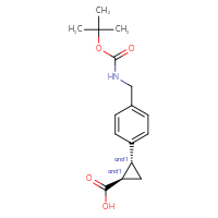 Chemical structure of rac-(1R,2R)-2-[4-({[(tert-butoxy)carbonyl]amino}methyl)phenyl]cyclopropane-1-carboxylic acid - CSSB02125420414