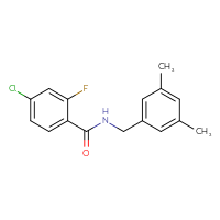 Chemical structure of 4-chloro-N-[(3,5-dimethylphenyl)methyl]-2-fluorobenzamide - CSSB02035227034