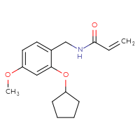 Chemical structure of N-{[2-(cyclopentyloxy)-4-methoxyphenyl]methyl}prop-2-enamide - CSSB00160561942