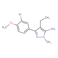 Chemical structure of 3-(3-bromo-4-methoxyphenyl)-4-ethyl-1-methyl-1H-pyrazol-5-amine - CSSB00007844938