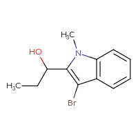 Chemical structure of 1-(3-bromo-1-methyl-1H-indol-2-yl)propan-1-ol - CSSB21246424550