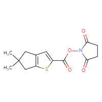 Chemical structure of 2,5-dioxopyrrolidin-1-yl 5,5-dimethyl-4H,5H,6H-cyclopenta[b]thiophene-2-carboxylate - CSSB20270649112
