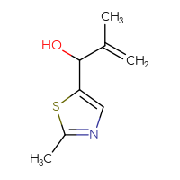 Chemical structure of 2-methyl-1-(2-methyl-1,3-thiazol-5-yl)prop-2-en-1-ol - CSSB00014328914