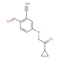 Chemical structure of 4-(2-cyclopropyl-2-oxoethoxy)-2-ethynylbenzaldehyde - CSSB21331802785
