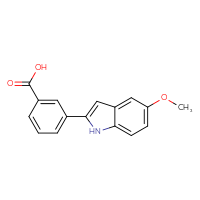 Chemical structure of 3-(5-methoxy-1H-indol-2-yl)benzoic acid - CSSB14828639085