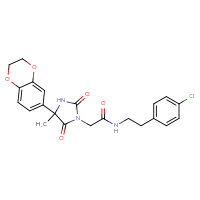 Chemical structure of N-[2-(4-chlorophenyl)ethyl]-2-[4-(2,3-dihydro-1,4-benzodioxin-6-yl)-4-methyl-2,5-dioxoimidazolidin-1-yl]acetamide - CSSB00025991812
