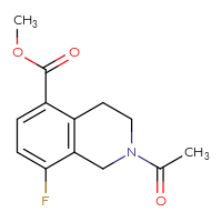 Chemical structure of methyl 2-acetyl-8-fluoro-1,2,3,4-tetrahydroisoquinoline-5-carboxylate - CSSB01206742946