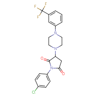 Chemical structure of 1-(4-chlorophenyl)-3-{4-[3-(trifluoromethyl)phenyl]piperazin-1-yl}pyrrolidine-2,5-dione - CSSB00121721765