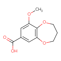 Chemical structure of 9-methoxy-3,4-dihydro-2H-1,5-benzodioxepine-7-carboxylic acid - CSSB00000036811