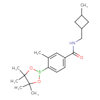 Chemical structure of 3-methyl-N-[(3-methylcyclobutyl)methyl]-4-(4,4,5,5-tetramethyl-1,3,2-dioxaborolan-2-yl)benzamide - CSSB02533253403
