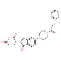 Chemical structure of 3-(1-oxo-5-{4-[2-(phenylsulfanyl)acetyl]piperazin-1-yl}-2,3-dihydro-1H-isoindol-2-yl)piperidine-2,6-dione - CSSB21531614911