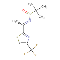 Chemical structure of (R)-2-methyl-N-{1-[4-(trifluoromethyl)-1,3-thiazol-2-yl]ethylidene}propane-2-sulfinamide - CSSB21332858656