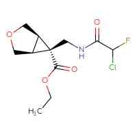 Chemical structure of ethyl (1R,5S,6S)-6-[(2-chloro-2-fluoroacetamido)methyl]-3-oxabicyclo[3.1.0]hexane-6-carboxylate - CSSB21332118263