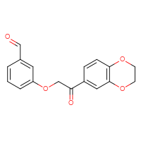 Chemical structure of 3-[2-(2,3-dihydro-1,4-benzodioxin-6-yl)-2-oxoethoxy]benzaldehyde - CSSB21349275906
