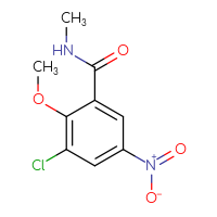 Chemical structure of 3-chloro-2-methoxy-N-methyl-5-nitrobenzamide - CSSB08836438983
