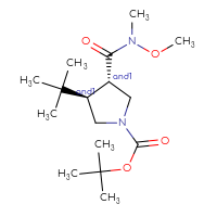 Chemical structure of rac-tert-butyl (3R,4S)-3-tert-butyl-4-[methoxy(methyl)carbamoyl]pyrrolidine-1-carboxylate - CSSB03608954220