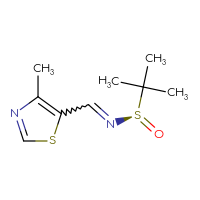 Chemical structure of (R)-2-methyl-N-[(4-methyl-1,3-thiazol-5-yl)methylidene]propane-2-sulfinamide - CSSB00017050853