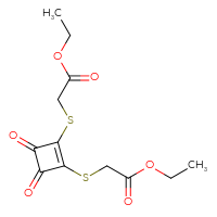 Chemical structure of ethyl 2-({2-[(2-ethoxy-2-oxoethyl)sulfanyl]-3,4-dioxocyclobut-1-en-1-yl}sulfanyl)acetate - CSSB15009042245