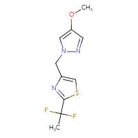 Chemical structure of 2-(1,1-difluoroethyl)-4-[(4-methoxy-1H-pyrazol-1-yl)methyl]-1,3-thiazole - CSSB06278426066