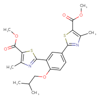 Chemical structure of methyl 2-{3-[5-(methoxycarbonyl)-4-methyl-1,3-thiazol-2-yl]-4-(2-methylpropoxy)phenyl}-4-methyl-1,3-thiazole-5-carboxylate - CSSB00160477457