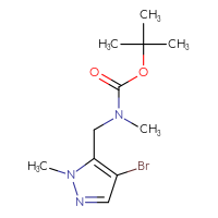 Chemical structure of tert-butyl N-[(4-bromo-1-methyl-1H-pyrazol-5-yl)methyl]-N-methylcarbamate - CSSB00121274467