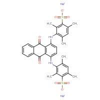Chemical structure of disodium 3-({9,10-dioxo-4-[(2,4,6-trimethyl-3-sulfonatophenyl)amino]-9,10-dihydroanthracen-1-yl}amino)-2,4,6-trimethylbenzene-1-sulfonate - CSSB02125554022