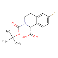 Chemical structure of (1R)-2-[(tert-butoxy)carbonyl]-6-fluoro-1,2,3,4-tetrahydroisoquinoline-1-carboxylic acid - CSSB02495365669