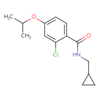 Chemical structure of 2-chloro-N-(cyclopropylmethyl)-4-(propan-2-yloxy)benzamide - CSSB02005444639