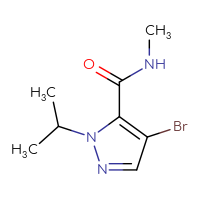 Chemical structure of 4-bromo-N-methyl-1-(propan-2-yl)-1H-pyrazole-5-carboxamide - CSSB00021441427