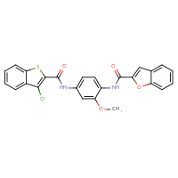 Chemical structure of N-[4-(3-chloro-1-benzothiophene-2-amido)-2-methoxyphenyl]-1-benzofuran-2-carboxamide - CSSB00121618045