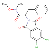 Chemical structure of 2-(5,6-dichloro-1,3-dioxo-2,3-dihydro-1H-isoindol-2-yl)-N-methoxy-N-methyl-3-phenylpropanamide - CSSB21224767690