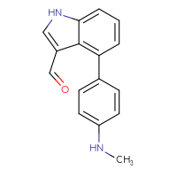 Chemical structure of 4-[4-(methylamino)phenyl]-1H-indole-3-carbaldehyde - CSSB11422234521