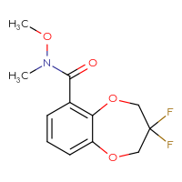 Chemical structure of 3,3-difluoro-N-methoxy-N-methyl-3,4-dihydro-2H-1,5-benzodioxepine-6-carboxamide - CSSB21151592398