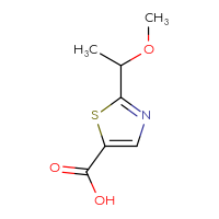 Chemical structure of 2-(1-methoxyethyl)-1,3-thiazole-5-carboxylic acid - CSSB00000684614