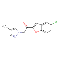 Chemical structure of 1-(5-chloro-1-benzofuran-2-yl)-2-(4-methyl-1H-pyrazol-1-yl)ethan-1-one - CSSB00054567084