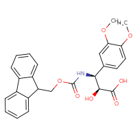 Chemical structure of (2S,3S)-3-(3,4-dimethoxyphenyl)-3-({[(9H-fluoren-9-yl)methoxy]carbonyl}amino)-2-hydroxypropanoic acid - CSSB00020631837