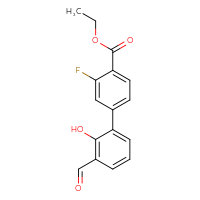 Chemical structure of ethyl 3-fluoro-3'-formyl-2'-hydroxy-[1,1'-biphenyl]-4-carboxylate - CSSB00150703300