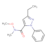 Chemical structure of 3-ethyl-N-methoxy-N-methyl-1-phenyl-1H-pyrazole-5-carboxamide - CSSB07054139459